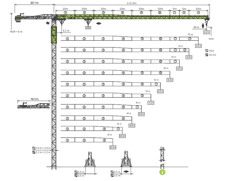Башенный кран ZOOMLION WA350-16